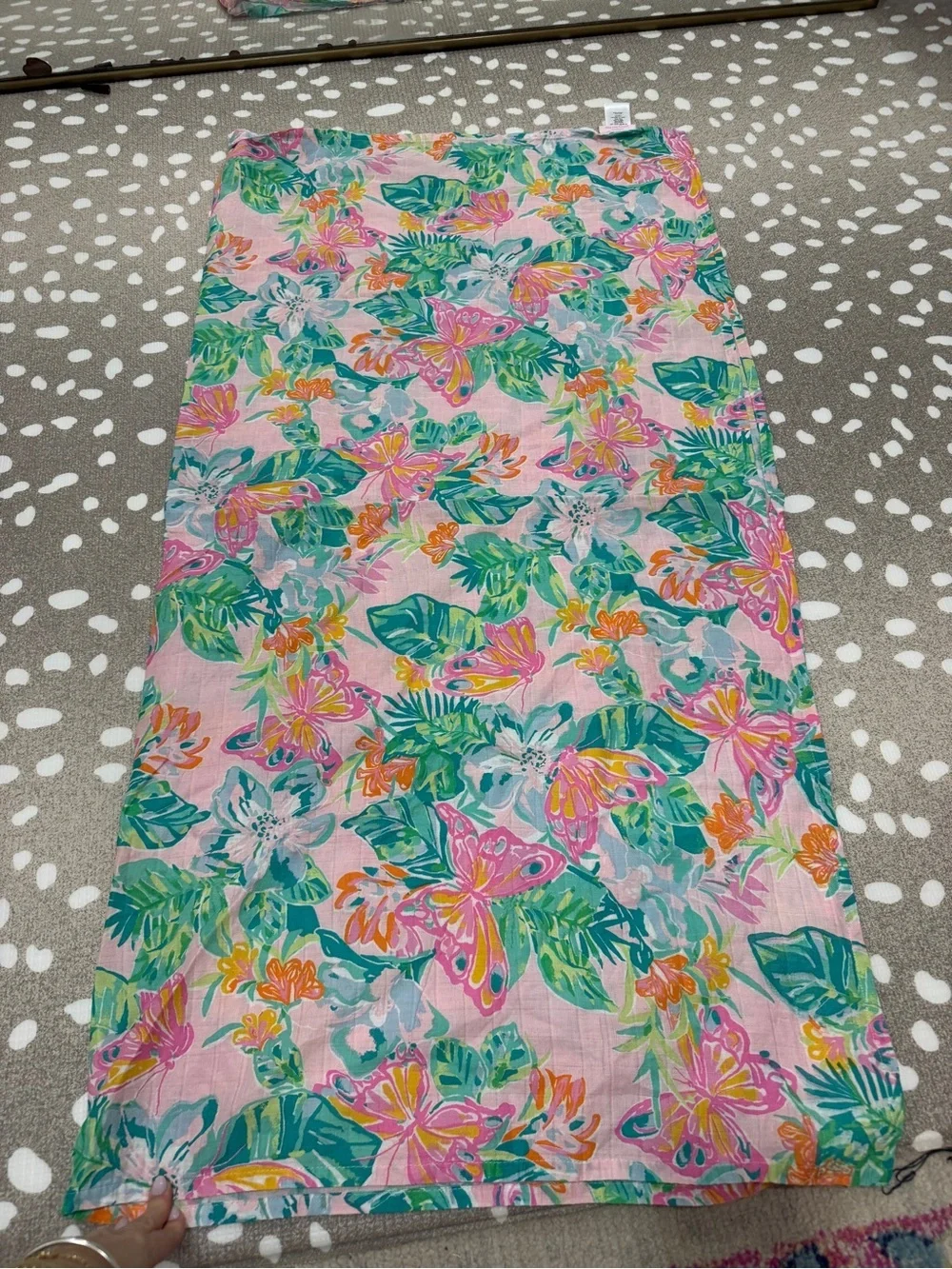 Pottery Barn Kids x Lilly Pulitzer blanket swaddle Isle Be Back cotton baby girl
